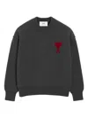 Ami Alexandre Mattiussi Heart Intarsia Wool Knit Crewneck Sweater In Gray