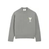 Ami Alexandre Mattiussi Ami Round Neck Sweater With Logo Detail And Ribbed Finishes In Gray