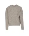 Ami Alexandre Mattiussi Grey Crew Neck Sweater With Lettering Logo In Alpaca And Wool Blend Woman In Gray