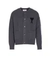 Ami Alexandre Mattiussi Ami Paris Grey Ami De Coeur Cardigan Men In Blue