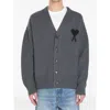 Ami Alexandre Mattiussi Ami Paris Ami De Coeur Heather Grey Wool Cardigan Men In Gray