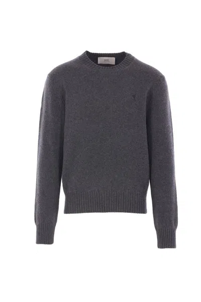 Ami Alexandre Mattiussi Ami Paris Sweaters In Gray