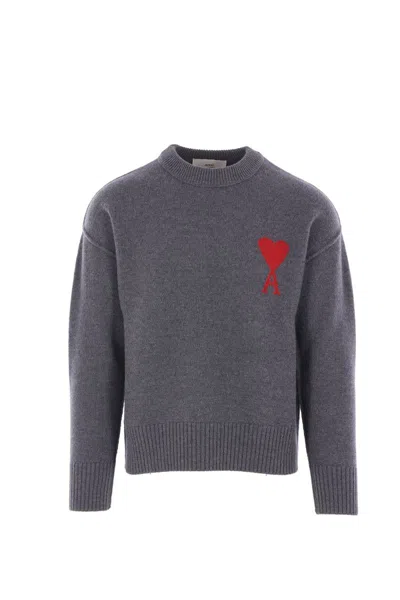 Ami Alexandre Mattiussi Ami Paris Sweaters In Gray