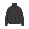 Ami Alexandre Mattiussi Ami Paris Ami Paris Black Wool Ami De Coeur Turtleneck In Gray