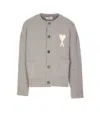 Ami Alexandre Mattiussi Oversized Crewneck Cardigan Front Pockets In Gray