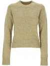 Ami Alexandre Mattiussi Ami Embroidered Woolen Round Neck Sweater In Green