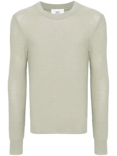 Ami Alexandre Mattiussi Crew-neck Bouclé Jumper In Green