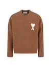 Ami Alexandre Mattiussi Ami Brown Stretch Alpaca Blend Sweater In Multi