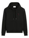 Ami Alexandre Mattiussi Ami Black Cotton Hoodie With Embroidered Logo And Functional Pockets In Black