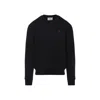 Ami Alexandre Mattiussi Ami Black Cotton Jersey Fleece Sweater With Monogram Motif In Black