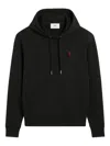 Ami Alexandre Mattiussi Ami Black Cotton Hoodie With Embroidered Logo And Functional Pockets In Black
