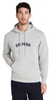Ami Alexandre Mattiussi Ami Paris Logo Cotton Hoodie In Heather Ash Grey/0951
