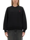 Ami Alexandre Mattiussi Paris Logo-embroidered Organic-cotton Sweatshirt In Black