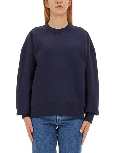 Ami Alexandre Mattiussi Sweatshirt With Logo Embroidery In Blue