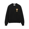 Ami Alexandre Mattiussi Classic Crew Neck Sweatshirt With Iconic Heart Emblem In Black