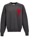 Ami Alexandre Mattiussi Ami Paris Ami De Coeur Sweater In Gray