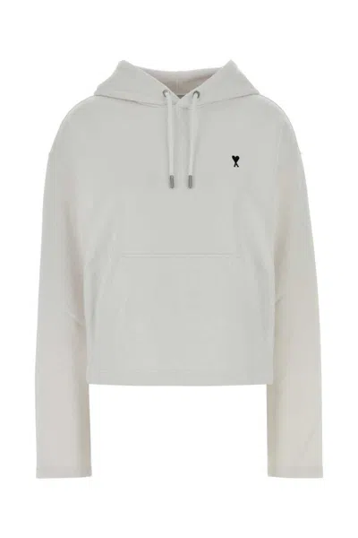 Ami Alexandre Mattiussi White Cotton Sweatshirt In Gray