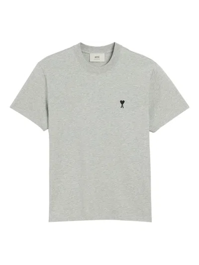 AMI ALEXANDRE MATTIUSSI AMI PARIS  T-SHIRT AMI DE COEUR GREY IN COTTON