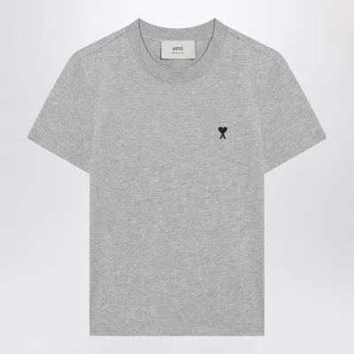 AMI ALEXANDRE MATTIUSSI AMI PARIS T SHIRT AMI DE COEUR GREY IN COTTON
