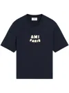 Ami Alexandre Mattiussi Boxy Navy T-shirt With Playful Logo Detailing In Blue