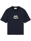 Ami Alexandre Mattiussi Boxy Navy T-shirt With Playful Logo Detailing In Blue
