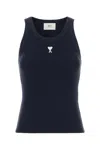 Ami Alexandre Mattiussi Ami Women Midnight Blue Stretch Cotton Tank Top In Blue