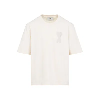 Ami Alexandre Mattiussi Ami Paris T-shirt With Woven Ami De Coeur In White