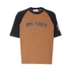 Ami Alexandre Mattiussi Ami Paris Men Cotton Colorblock T-shirt In Brown
