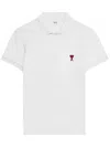 Ami Alexandre Mattiussi Ami Paris De Coeur Organic-cotton Polo Shirt In White