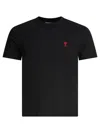 Ami Alexandre Mattiussi Logo-embroidered Organic Cotton-jersey T-shirt In Black