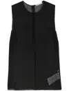 Ami Alexandre Mattiussi Leather Trim Sleeveless Top With Round Neck