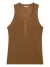 Ami Alexandre Mattiussi Brown Jersey Buttoned Placket Tanktop Brown In Brown