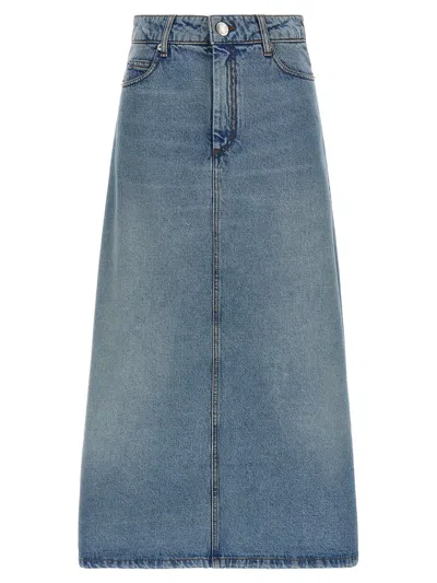 Ami Alexandre Mattiussi Ami Paris Cotton Denim Trapeze Skirt In Blue