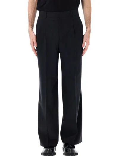 Ami Alexandre Mattiussi Ami Paris New Wool Low Waist Wide Trousers In Black