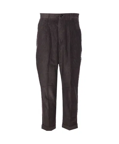 Ami Alexandre Mattiussi Textured Velvet Effect Trousers With 5 Pockets In Gray