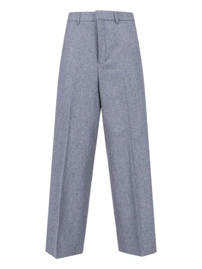 Ami Alexandre Mattiussi Wide Leg Trousers With Pockets And Loops In Blue
