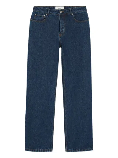 Ami Alexandre Mattiussi Ami Paris Ami Paris Large Fit Raw Indigo Denim Jeans In Blue
