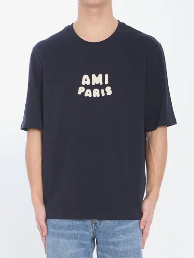 Ami Alexandre Mattiussi Ami Paris Tshirt Avec Patch Ami Paris In Blue