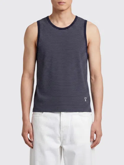 Ami Alexandre Mattiussi Ami Paris T-shirt Men Color Striped In Blue