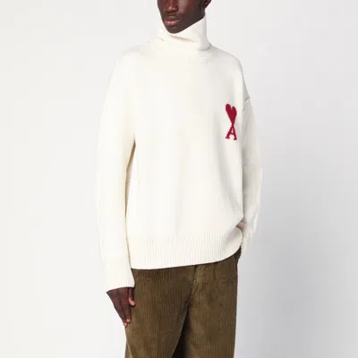Ami Alexandre Mattiussi Turtleneck Sweater Ami De Coeur White