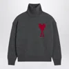 Ami Alexandre Mattiussi Ami Paris Turtleneck Sweater Ami Paris De Coeur In Gray