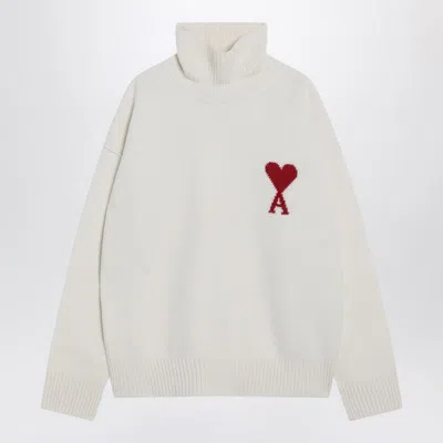 Ami Alexandre Mattiussi Ami Paris Turtleneck Sweater Ami Paris De Coeur In Neutral