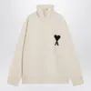 Ami Alexandre Mattiussi Ami Paris De Coeur Turtleneck Sweater In Gray