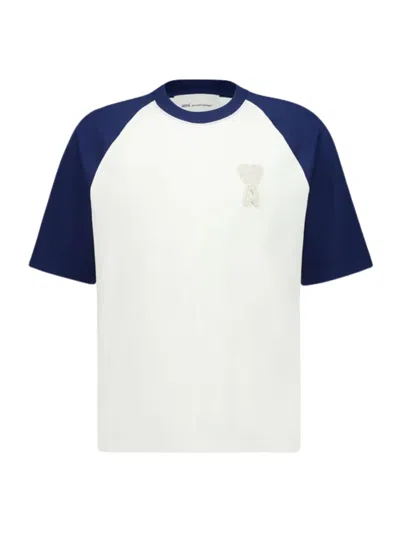 Ami Alexandre Mattiussi Ami Paris Two-tone Raglan Sleeve Top For Women In White