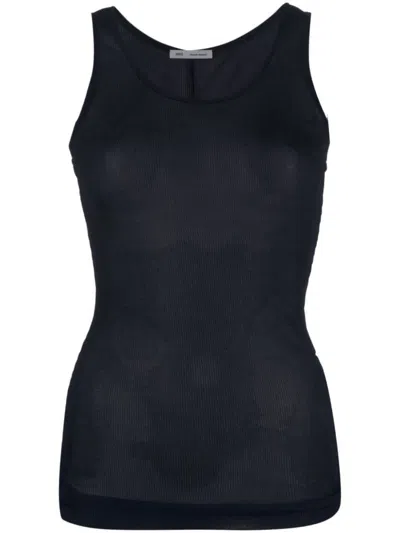 Ami Alexandre Mattiussi U-neck Semi-sheer Tank Top In Night Blue