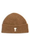 Ami Alexandre Mattiussi Brown Alpaca Striped Ami De Coeur Beanie Brown In Brown