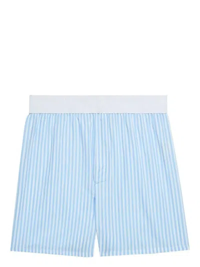 Ami Alexandre Mattiussi Logo-waistband Striped Cotton Boxers In Blue