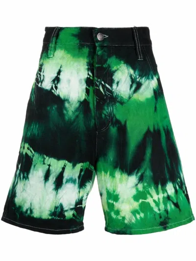Ami Alexandre Mattiussi Ami Paris Unisex Bermuda Shorts With Tie Dye Pattern In Green