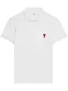 Ami Alexandre Mattiussi White Logo Embroidery Polo Shirt In White