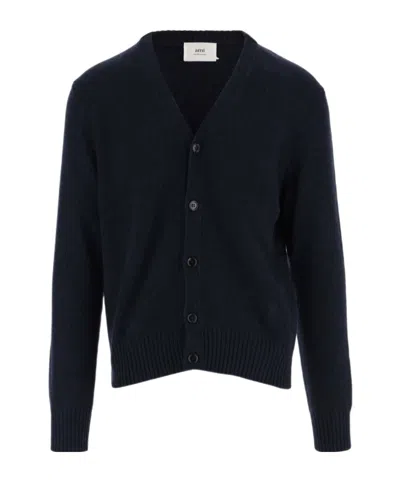 Ami Alexandre Mattiussi Ami Paris V-neck Buttoned Cardigan In Black